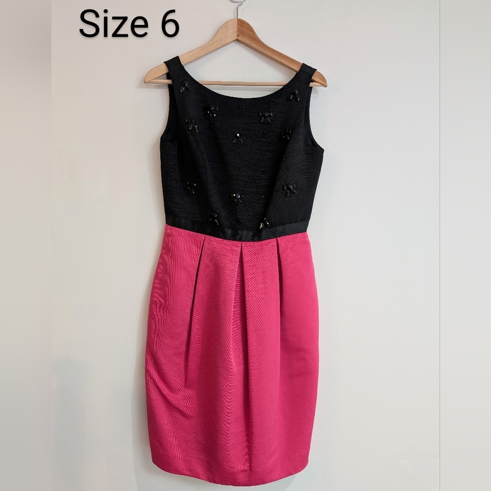 Eliza J Black and Pink Beaded Sheath Dress With Pockets! Size 6